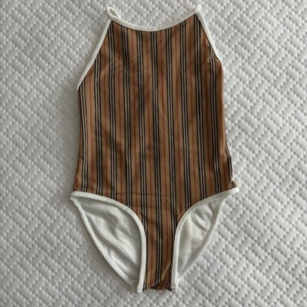 Burberry Beige Sandie Icon Stripe One-Piece Swimsuit